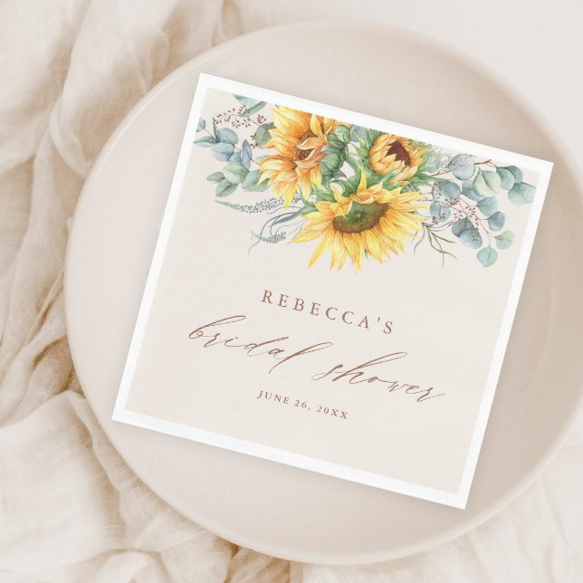 Elegant Rustic Sunflower Bridal Shower Napkin (Creator Uploaded)