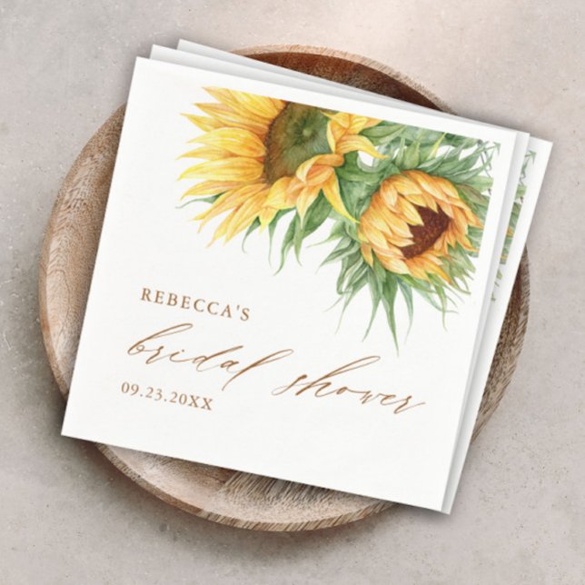 Elegant Rustic Sunflower Bridal Shower  Napkin (Rustic sunflower bridal shower paper napkins.)