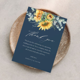 Elegant Rustic Sunflower Bridal Shower Thank You Card
