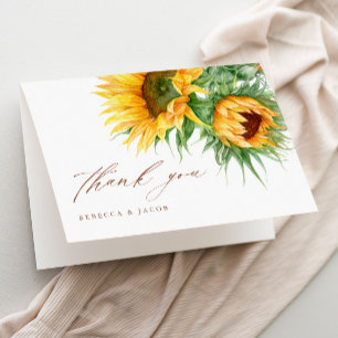 Elegant Rustic Sunflower Bridal Shower Thank You Card
