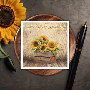 Elegant Rustic Sunflower Crate Modern Baby Shower Napkin