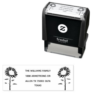 Elegant Rustic Sunflower Floral Return Address Self-inking Stamp