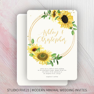 Elegant Rustic Sunflower Wedding Invitation