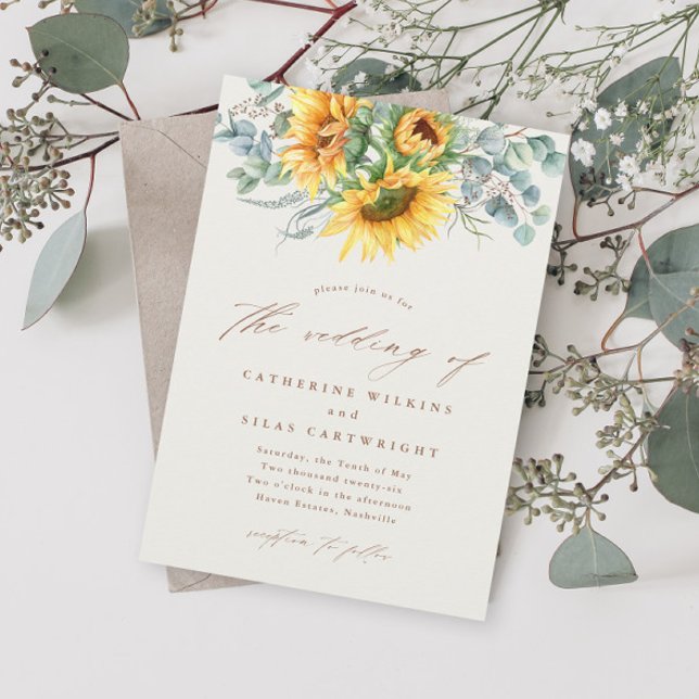 Elegant Rustic Sunflower Wedding Invitation (Creator Uploaded)