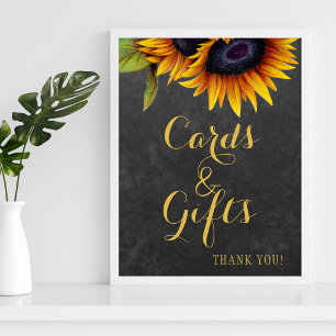 Elegant rustic sunflowers cards and wedding sign