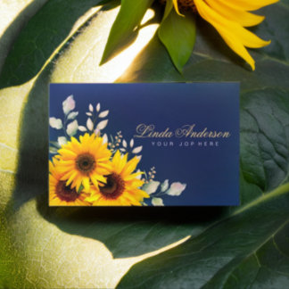 Elegant Rustic Sunflowers Eucalyptus Business Business Card