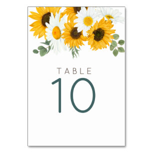 Elegant Rustic Sunflowers Florals Botanical Table Number