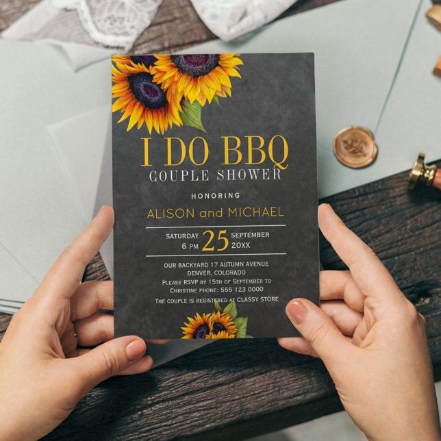 Elegant rustic sunflowers i do bbq couple shower invitation (Creator Uploaded)