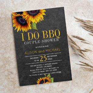 Elegant rustic sunflowers i do bbq couple shower invitation