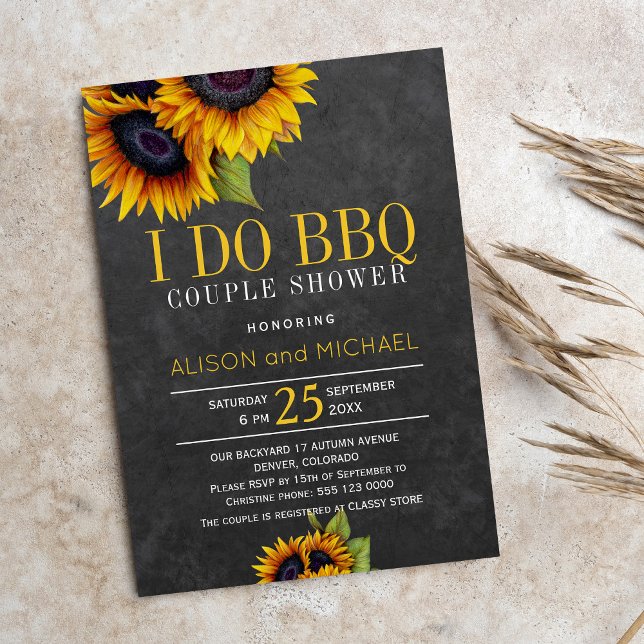 Elegant rustic sunflowers i do bbq couple shower invitation (Creator Uploaded)