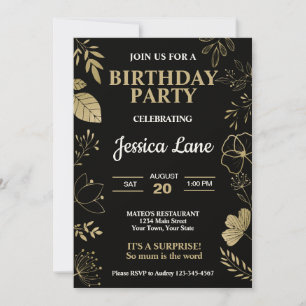 Elegant Rustic Surprise Birthday Invitation