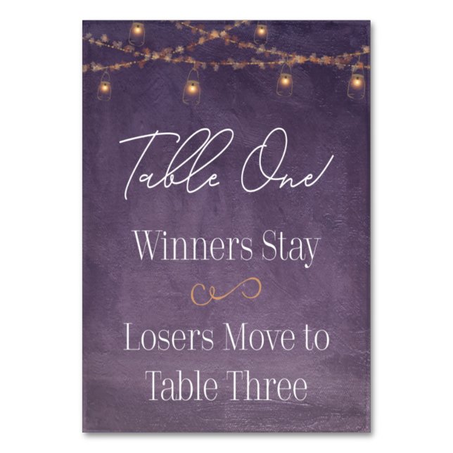 Elegant Rustic Tea Lights Purple Bunco Table One Number (Front)