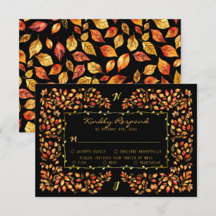 Elegant Rustic Terracotta Fall Leaves Wedding RSVP Card