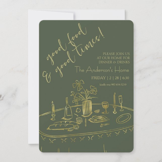 Elegant Rustic Thanksgiving Dinner Invitation (Front)