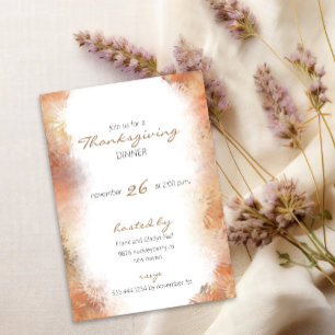 Elegant Rustic Thanksgiving Dinner Party Invitation