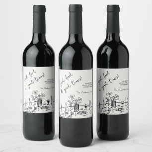 Elegant Rustic Thanksgiving Dinner Wine Label