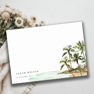 Elegant Rustic Tropical Palm Trees Beach Sand Card