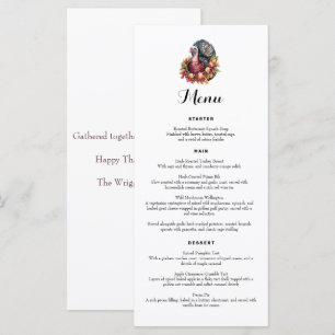 Elegant Rustic Turkey Fall Leaves Thanksgiving Menu