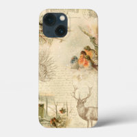 Elegant Rustic Vintage Christmas Woodland Collage