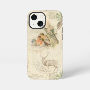 Elegant Rustic Vintage Christmas Woodland Collage iPhone 13 Mini Case