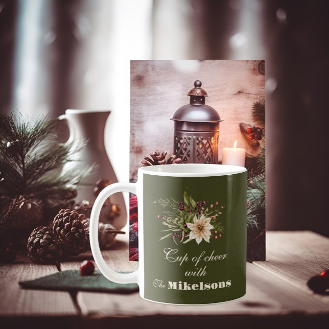 Elegant Rustic Watercolor Botanical Christmas Coffee Mug (Creator Uploaded)