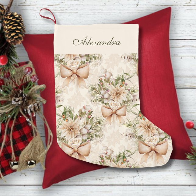 Elegant Rustic Watercolor Botanical Christmas Small Christmas Stocking (Creator Uploaded)