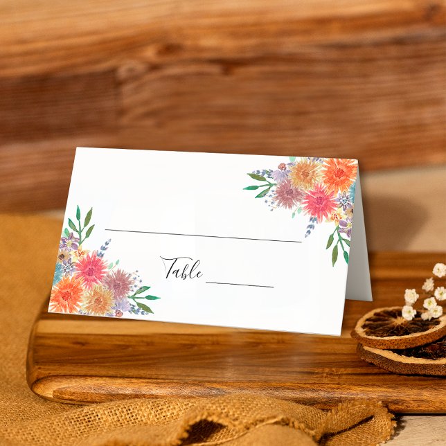 Elegant Rustic Watercolor Floral Wedding  Place Card (Creator Uploaded)