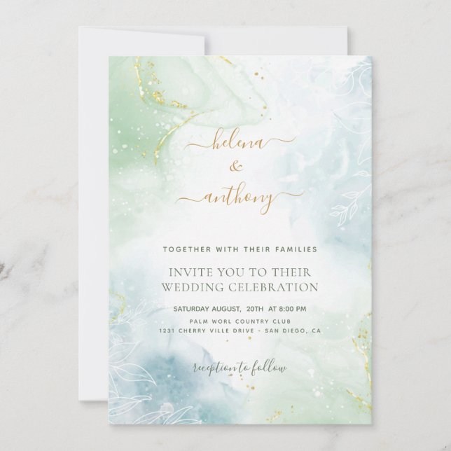 Elegant Rustic Watercolour Wedding Invitation (Front)