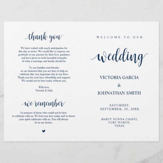 Elegant Rustic Wedding Ceremony Foldable Programs (Front)