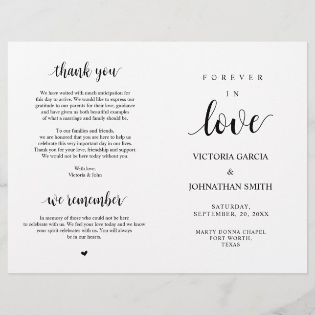 Elegant Rustic Wedding Ceremony Foldable Programs (Front)