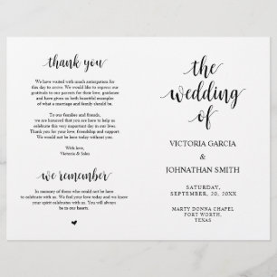 Elegant Rustic Wedding Ceremony Foldable Programs