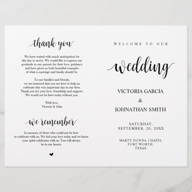 Elegant Rustic Wedding Ceremony Foldable Programs (Front)