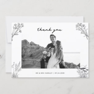 Elegant Rustic Wedding Photo Thank You Card