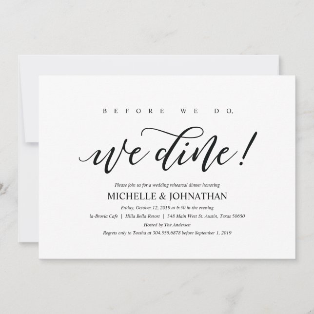 Elegant Rustic Wedding Rehearsal Dinner Invites (Front)