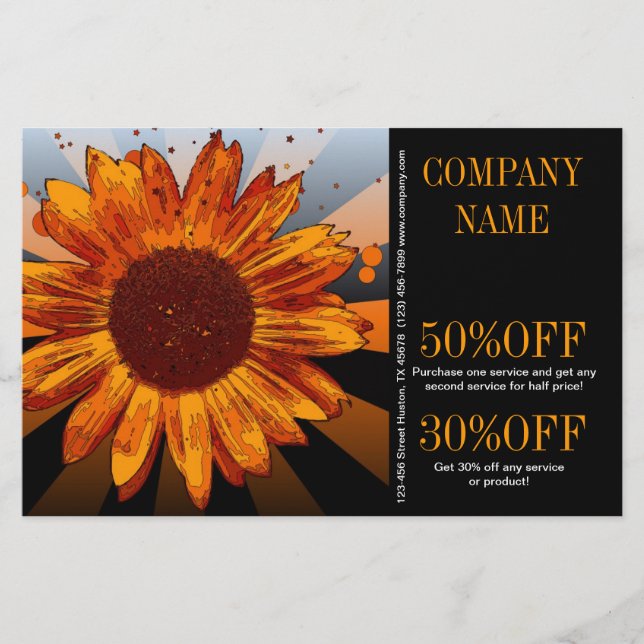 elegant rustic western country sunflower flyer (Front)