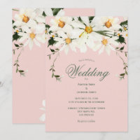 Elegant Rustic White Daisies Modern Pink Wedding