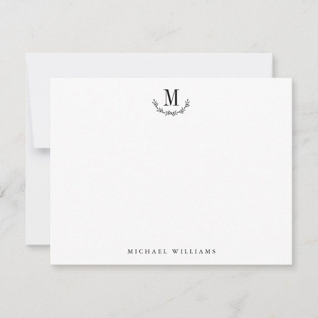 Elegant Rustic Wild Forest Monogram Stationery Card (Front)