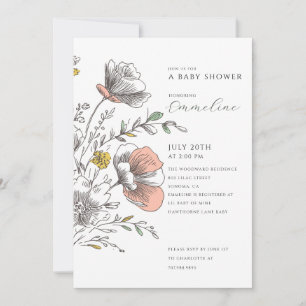 Elegant Rustic Wildflower Baby Shower Invitation