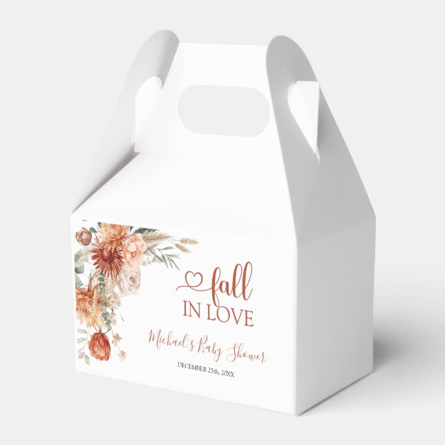 Elegant Rustic Wildflower Fall in Love Baby Shower Favour Box (Front Side)