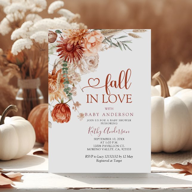 Elegant Rustic Wildflower Fall in Love Baby Shower Invitation (Creator Uploaded)