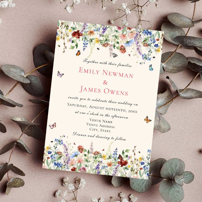 Elegant Rustic Wildflower Floral Wedding Invitation (Creator Uploaded)