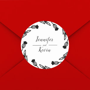 Elegant Rustic Wildflower Folk Decorative Wedding Classic Round Sticker