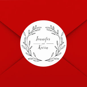 Elegant Rustic Wildflower Folk Wedding Classic Round Sticker