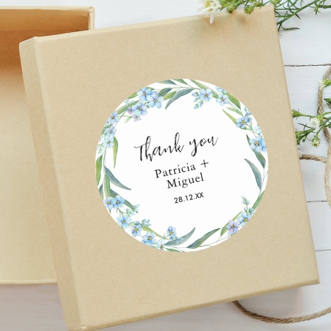 Elegant Rustic Wildflower Wedding Thank You Classic Round Sticker (Creator Uploaded)