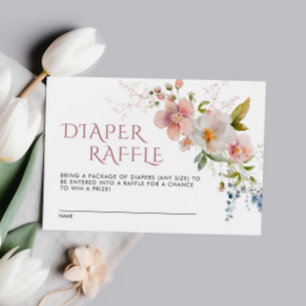 Elegant Rustic Wildflowers Baby Diaper Raffle Card