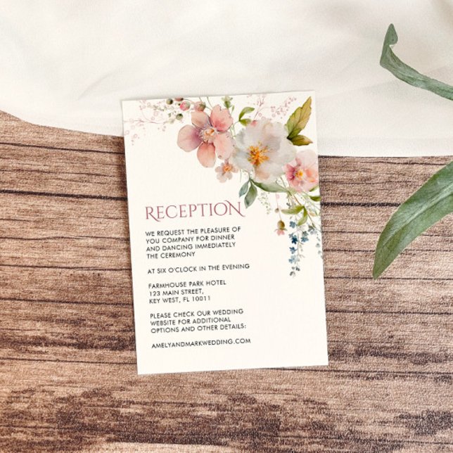 Elegant Rustic Wildflowers Reception Cards (Creator Uploaded)