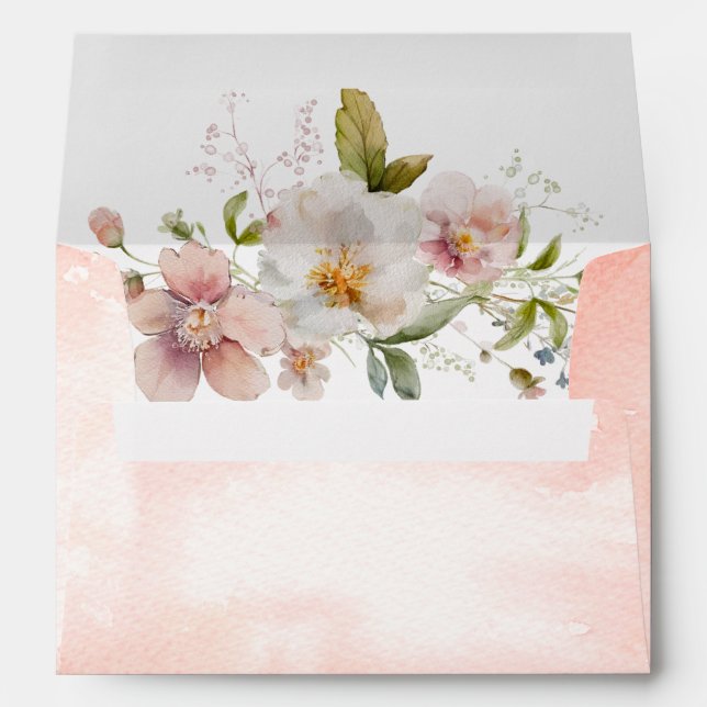 Elegant Rustic Wildflowers Wedding  Envelope (Back (Bottom))