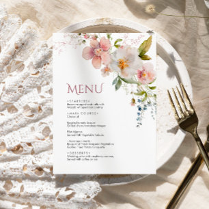Elegant Rustic Wildflowers Wedding Menu