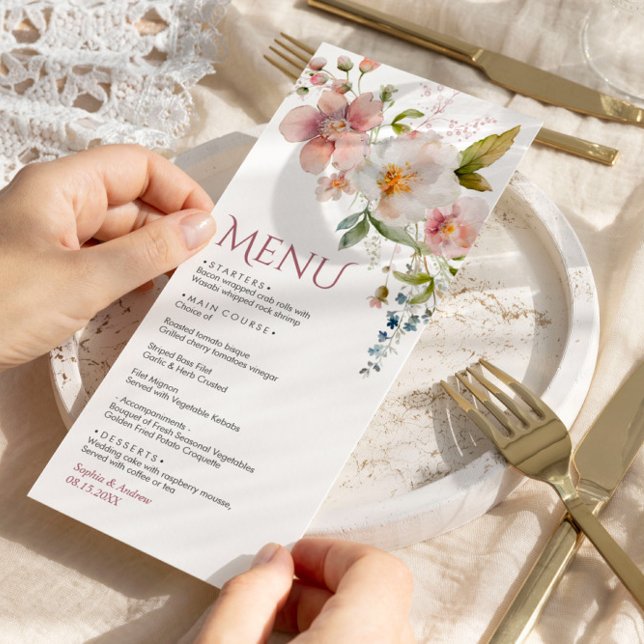 Elegant Rustic Wildflowers Wedding Menu (Creator Uploaded)