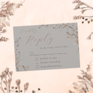 Elegant Rustic Wildflowers Wedding Reply RSVP Card